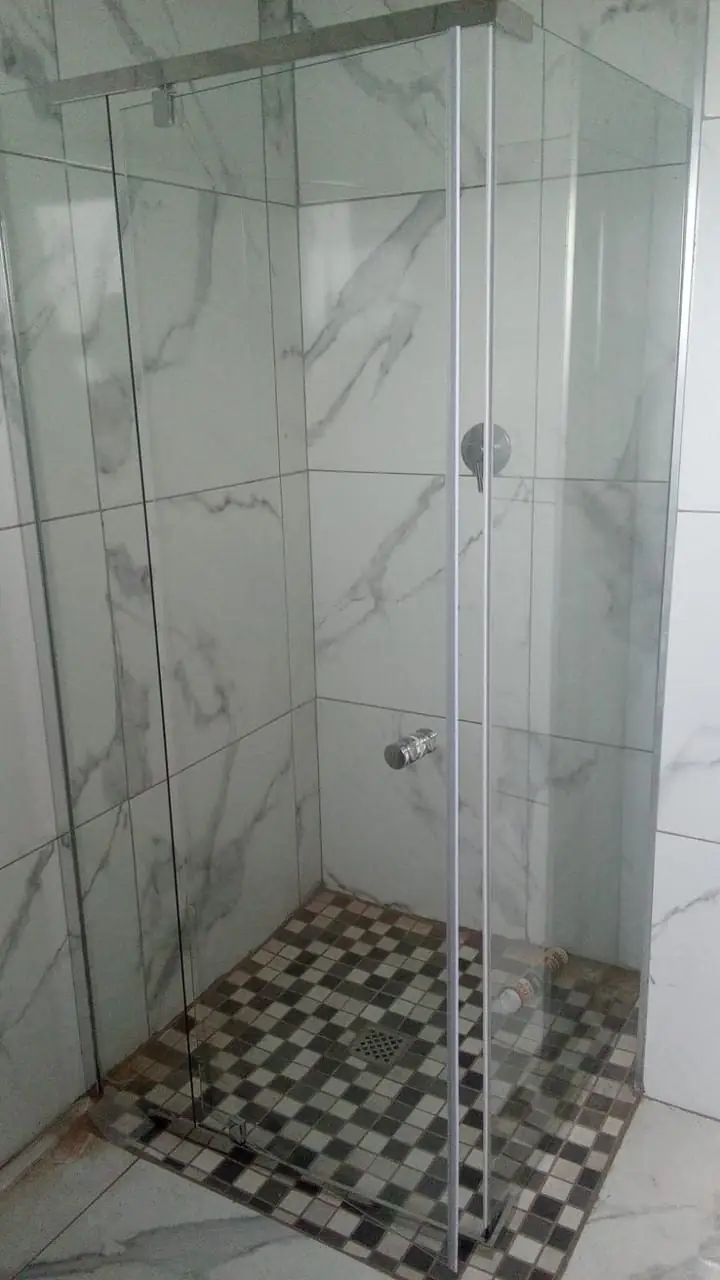 Modern walk-in shower plumbing